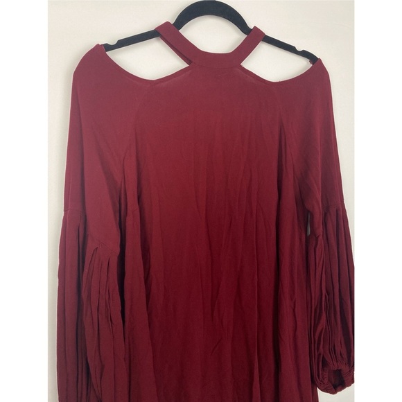 Free People Womens Drift Away Cold Shoulder Tunic Top S Burgundy Whimsigoth‎ - Picture 5 of 10
